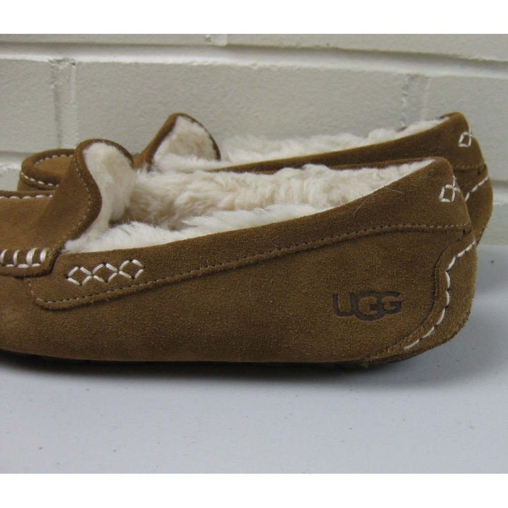 UGG Suede Ansley Shearling Slippers Womens (6) Driving Moccasin Y2K Brown - Picture 2 of 13